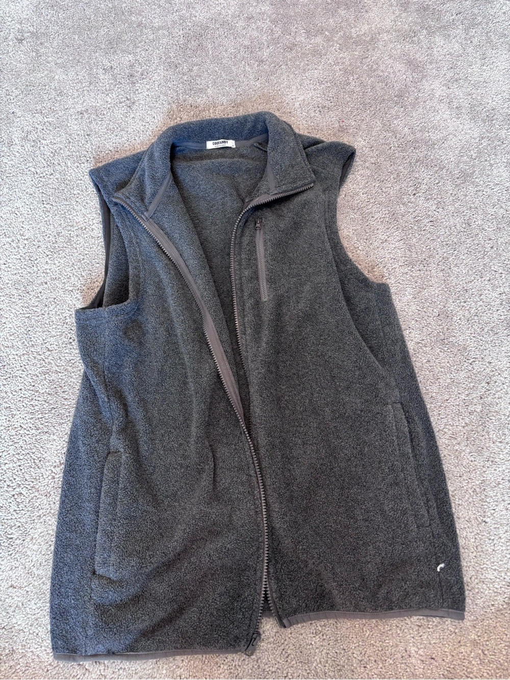 Men's Gray Fleece Vest - Classic Zip Front